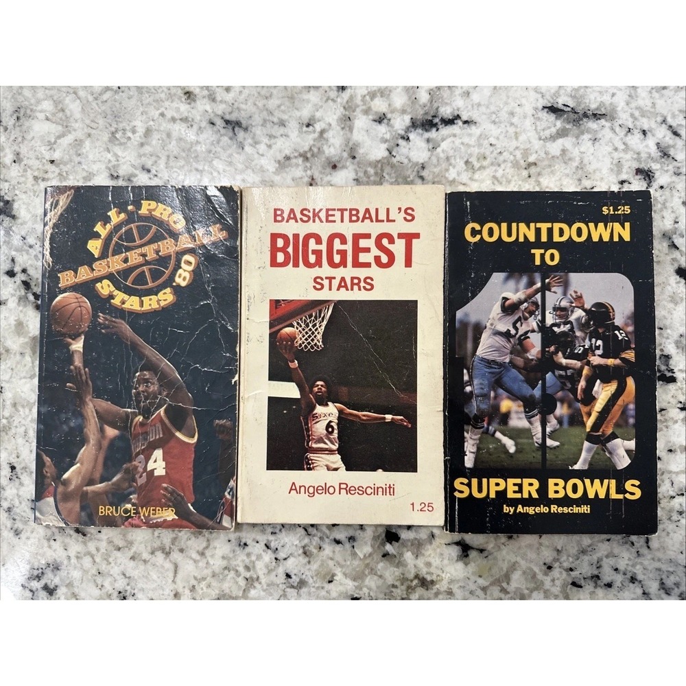 Antique Vintage NFL NBA Sports Books Scholastic School‎ Fair Angelo Rescinitti